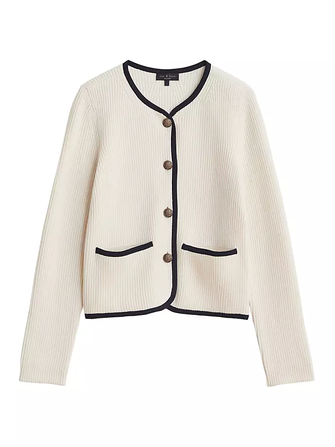 

Кардиган Nancy из смесовой шерсти в рубчик Rag & Bone, слоновая кость, Бежевый