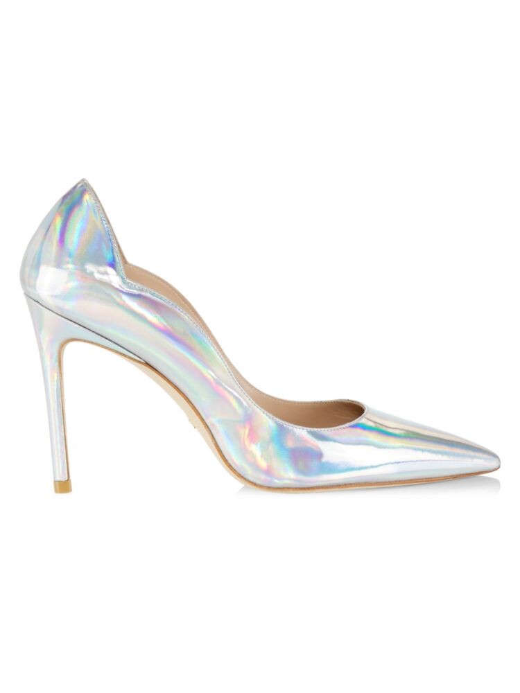 

Туфли Stuart 100 из переливающейся кожи с фестонами Stuart Weitzman, серебро