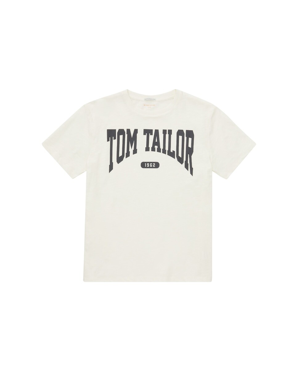 

Футболка для мальчика стандартного кроя с логотипом спереди Tom Tailor, кремовый