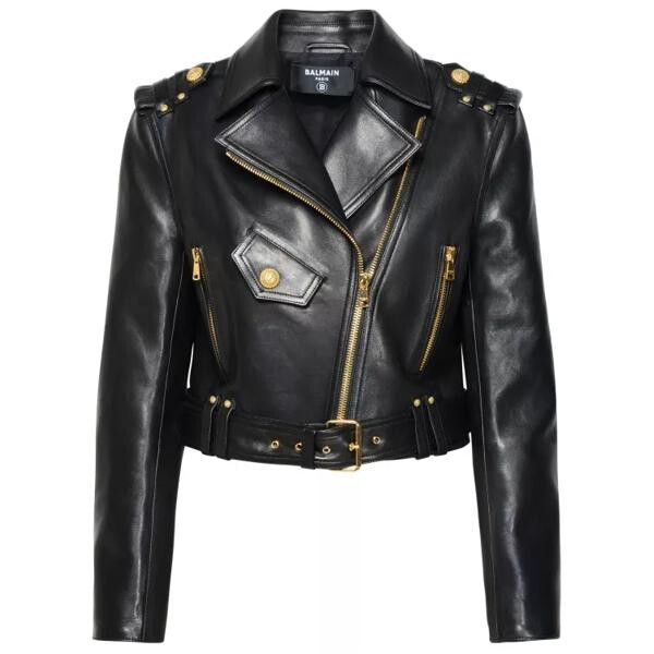 

Куртка leather jacket Balmain, черный