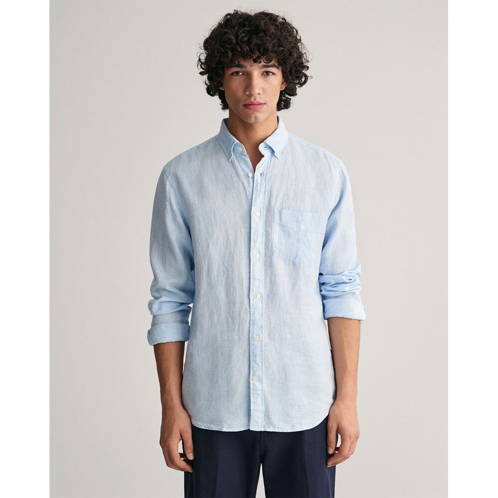 

Рубашка с длинным рукавом Gant Linen Houndstooth, синий