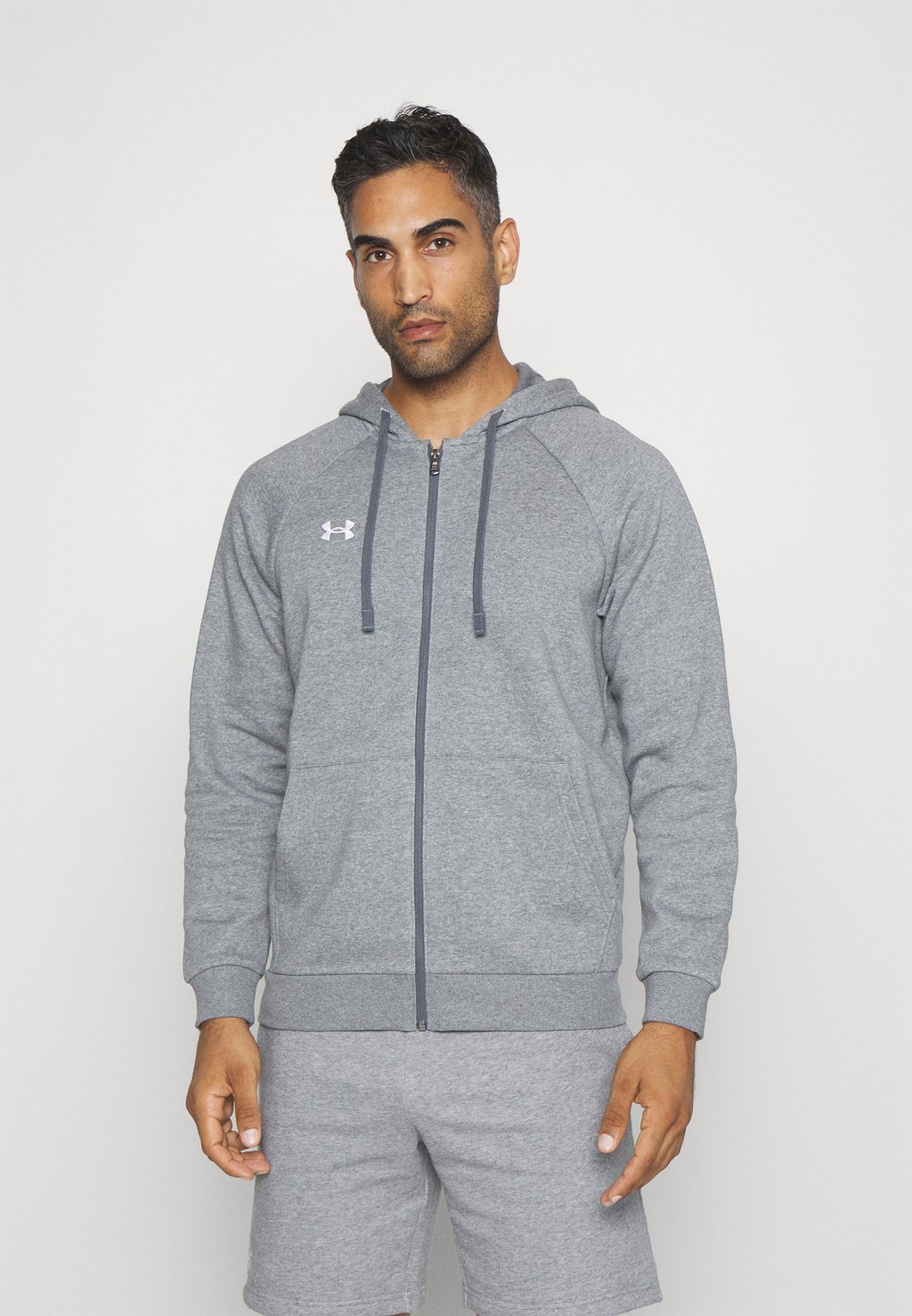 

Толстовка на молнии Under Armour RIVAL HOODIE, Castlerock светлый вереск/белый