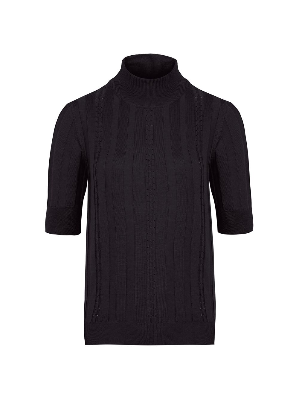 

Опаловый свитер с короткими рукавами в рубчик Knitss, черный