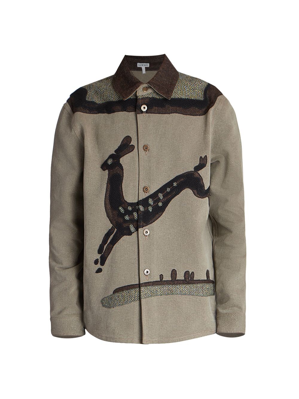

Рубашка Deer из хлопкового трикотажа интарсия Loewe, зеленый