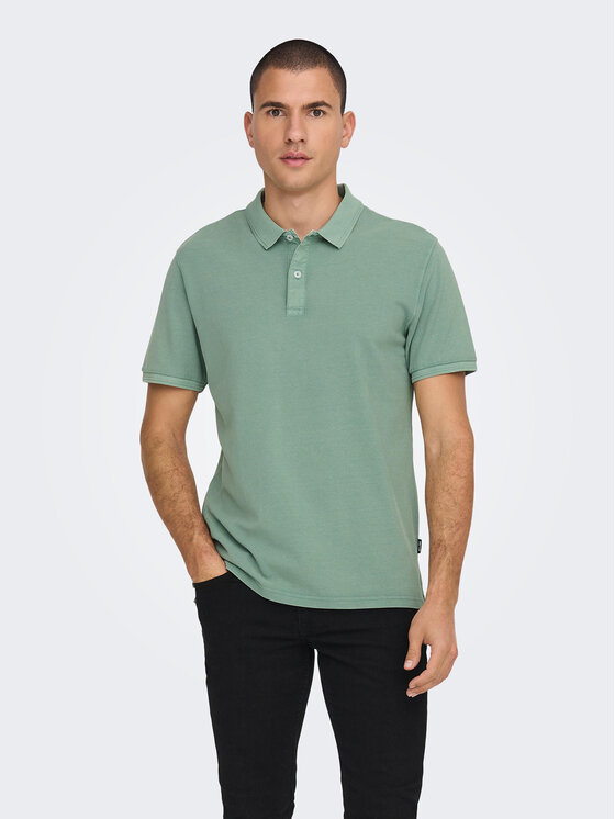 Рубашка-поло узкого кроя Only & Sons, зеленый
