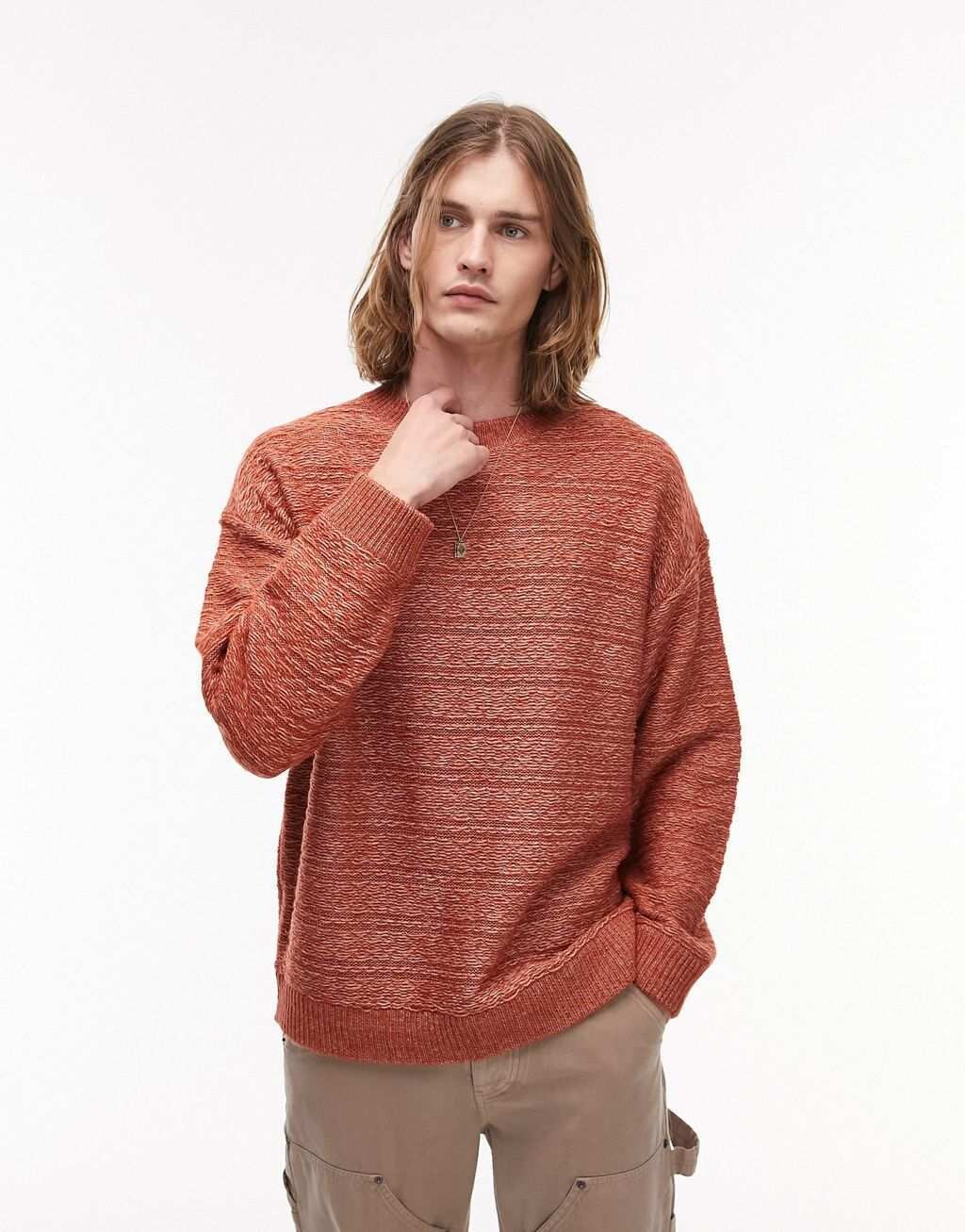 

Ржавый джемпер с фактурной строчкой Topman