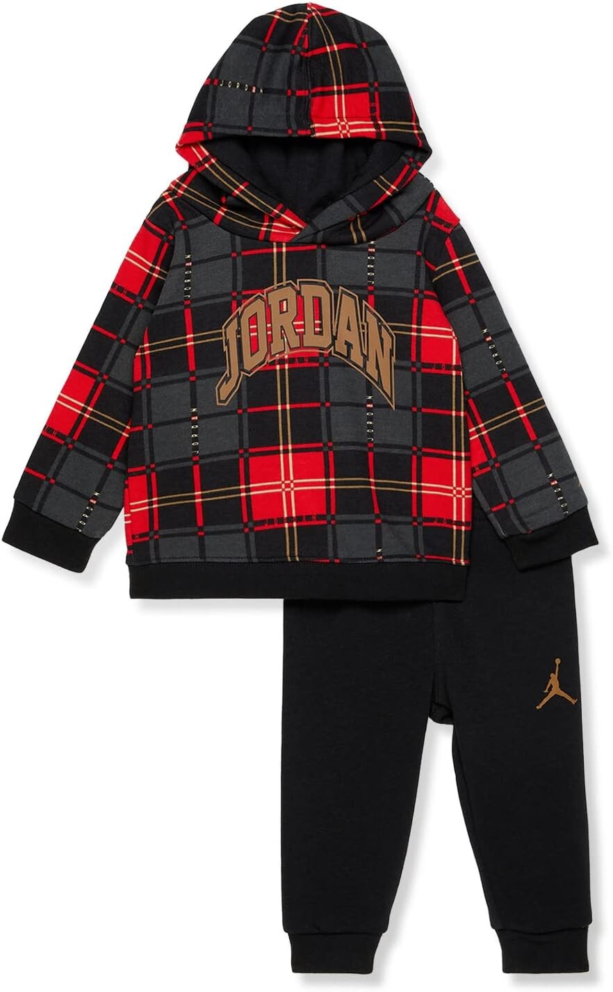 

Детский набор Jordan Essentials Plaid Pullover Set, черный