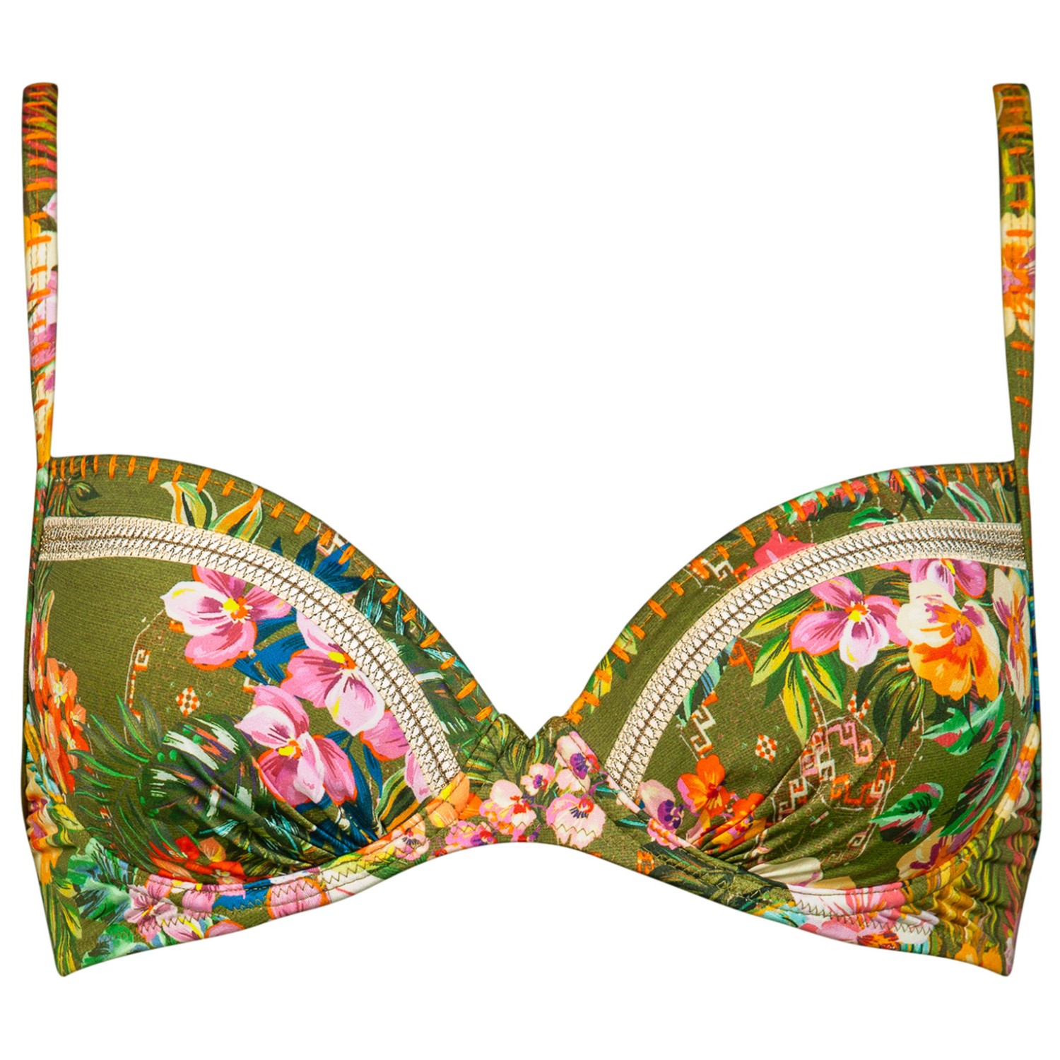 Верх бикини Watercult Women's Sunset Florals Bikini Top 7374, цвет Warm Olive