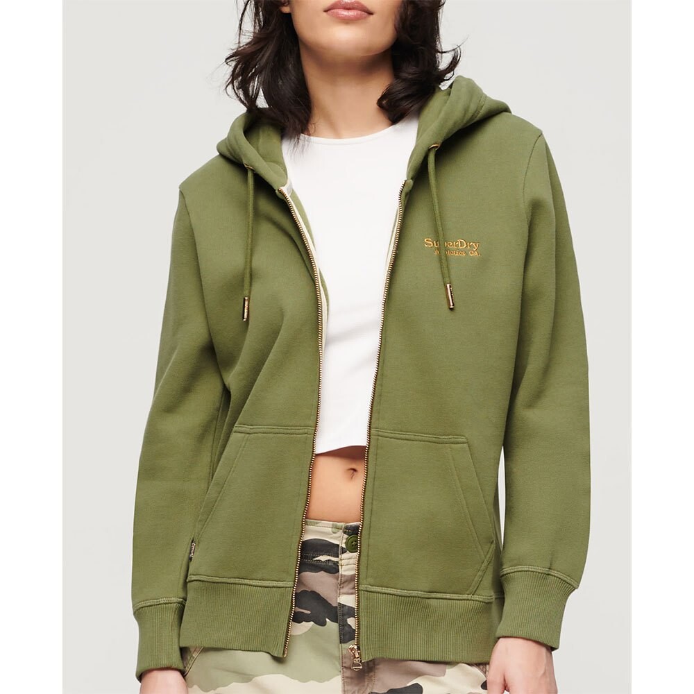 

Толстовка Superdry Essential Logo Full Zip, зеленый