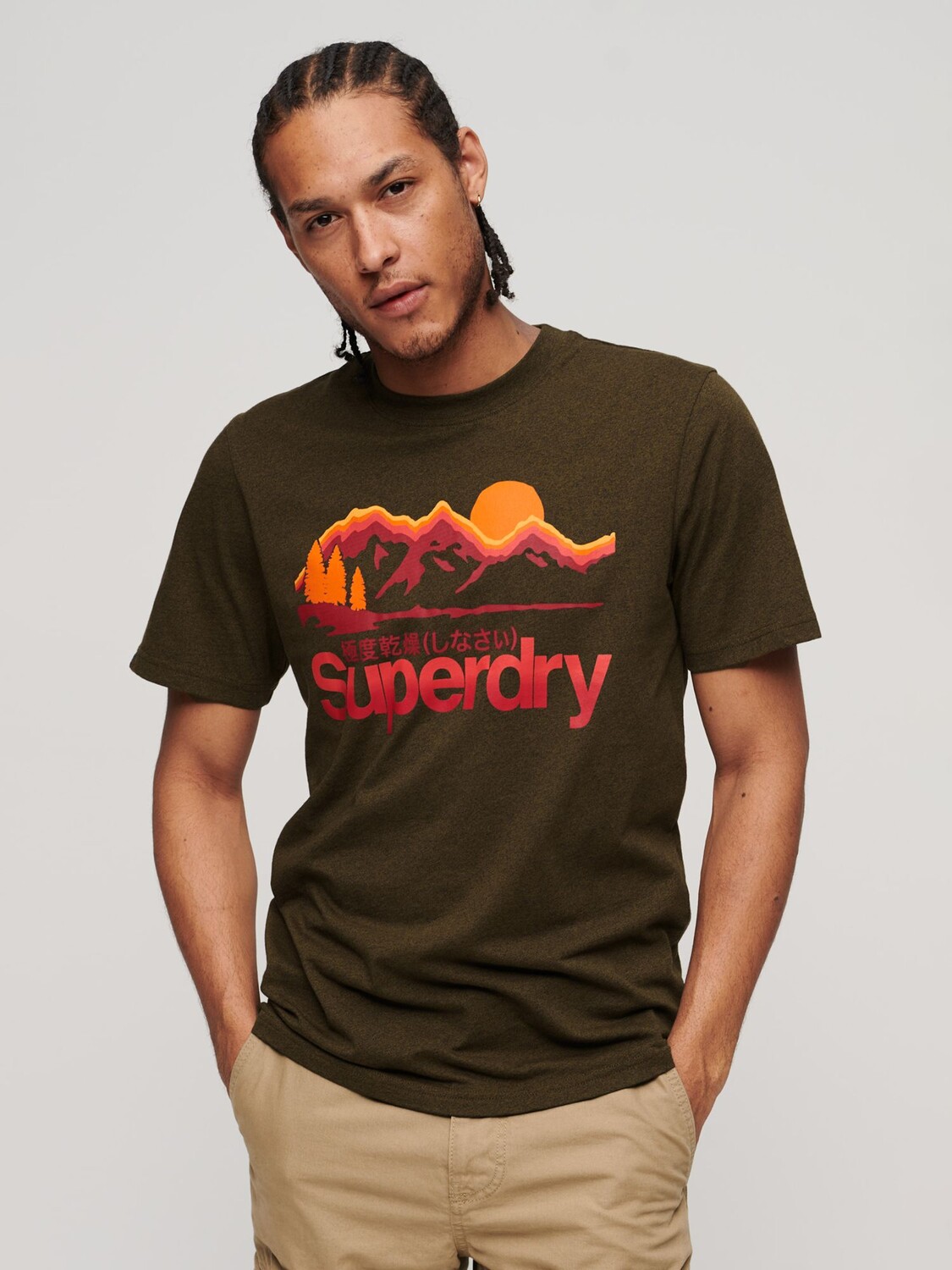 

Футболка с логотипом Core Great Outdoors Superdry, хаки грит