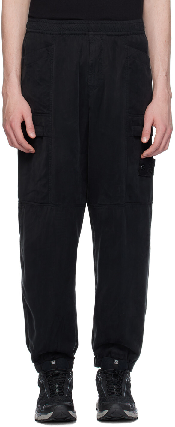

Черные брюки-карго с нашивками Stone Island, цвет Black