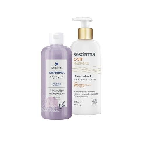 Скраб Abradermol + C-VIT Radiance, Молочко для тела Sesderma, Sesterma набор sesderma набор c vit radiance молочко скраб набор