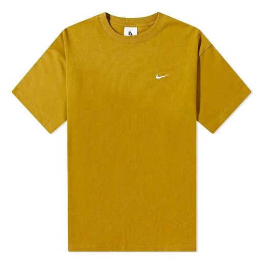 Футболка Men's Nike Solid Color Cotton Embroidered Logo Round Neck Short Sleeve Yellow T-Shirt, мультиколор