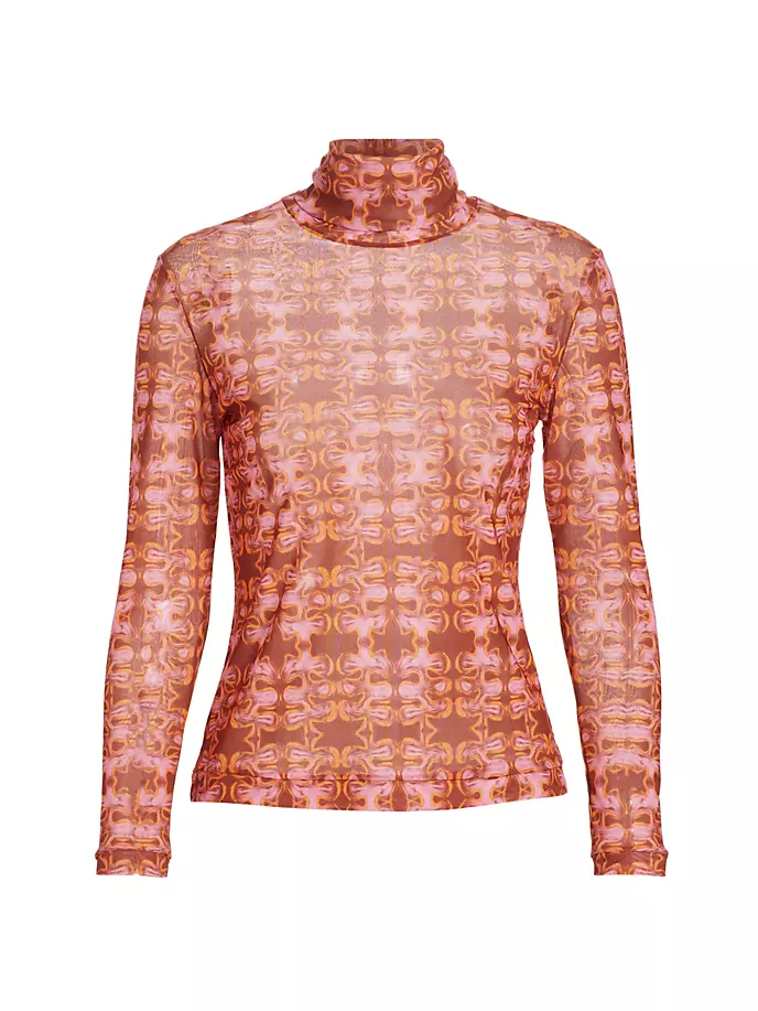 

Сетчатая блузка с высоким воротником Ginevra Atelier 17.56, цвет brown pink