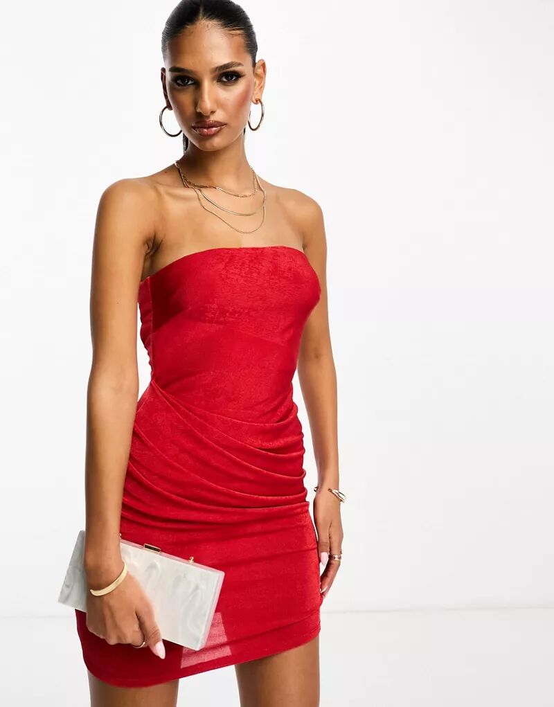 Красное облегающее платье мини без бретелек ASOS