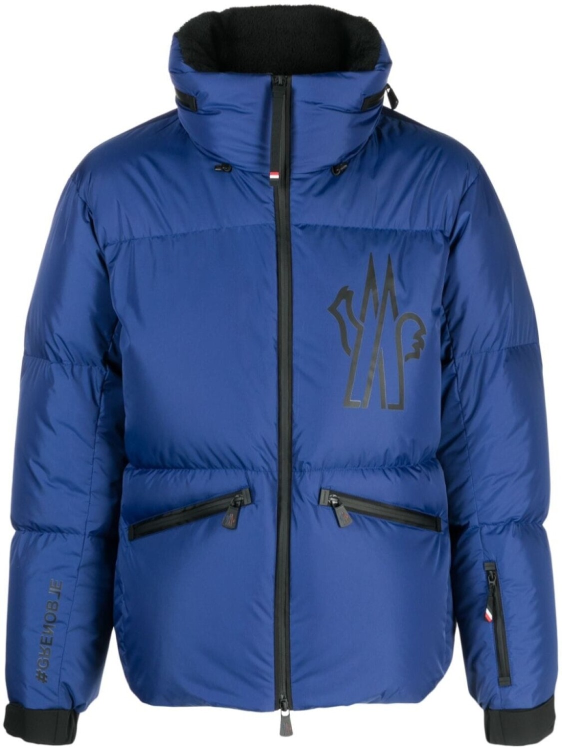 

Moncler Grenoble пуховик Verdons с капюшоном и логотипом, синий