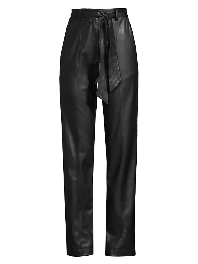 

Брюки из искусственной кожи Vintage Glam с поясом Donna Karan New York, черный