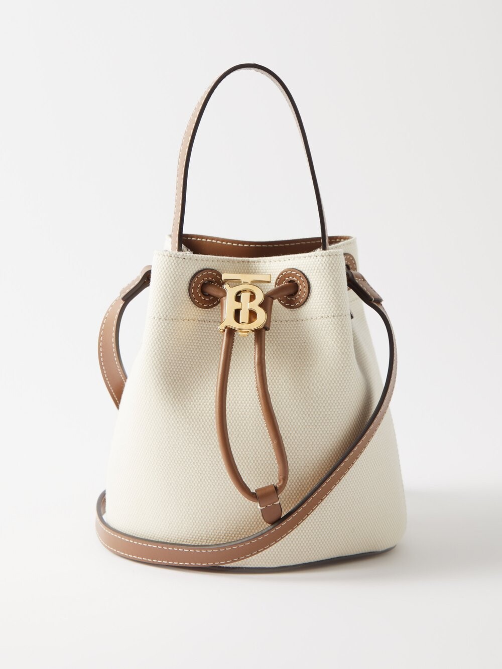 

Миниатюрная сумка-ведро из холста и кожи Burberry, белый