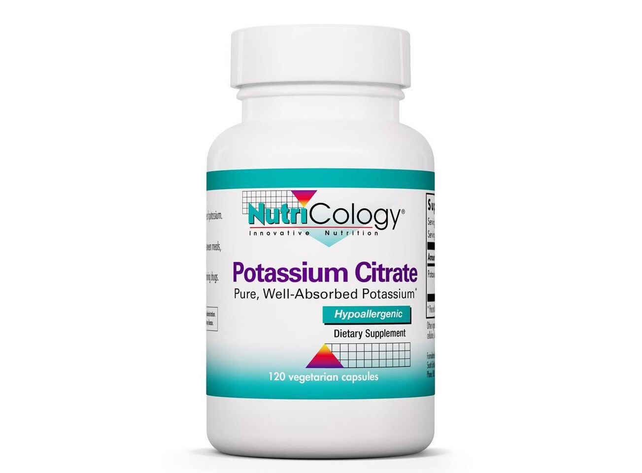 

Nutricology, Цитрат калия, 120 вегетарианских капсул