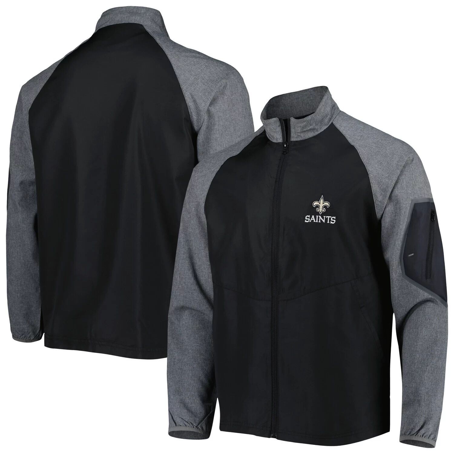 

Мужская черная ветровка с молнией во всю длину Dunbrooke New Orleans Saints Hurricane Raglan, Черный