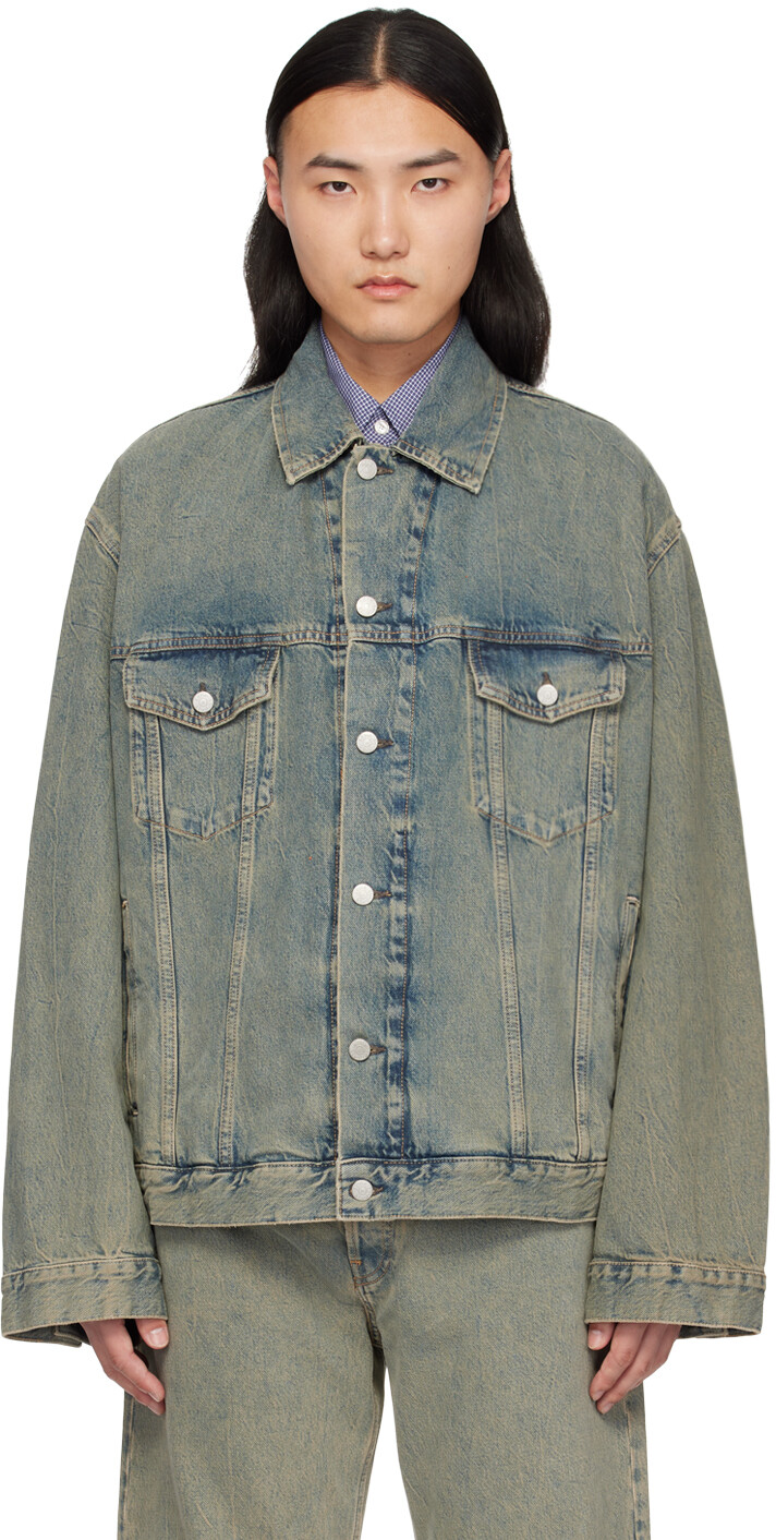 

Синяя джинсовая куртка оверсайз Acne Studios, цвет Blue/Beige