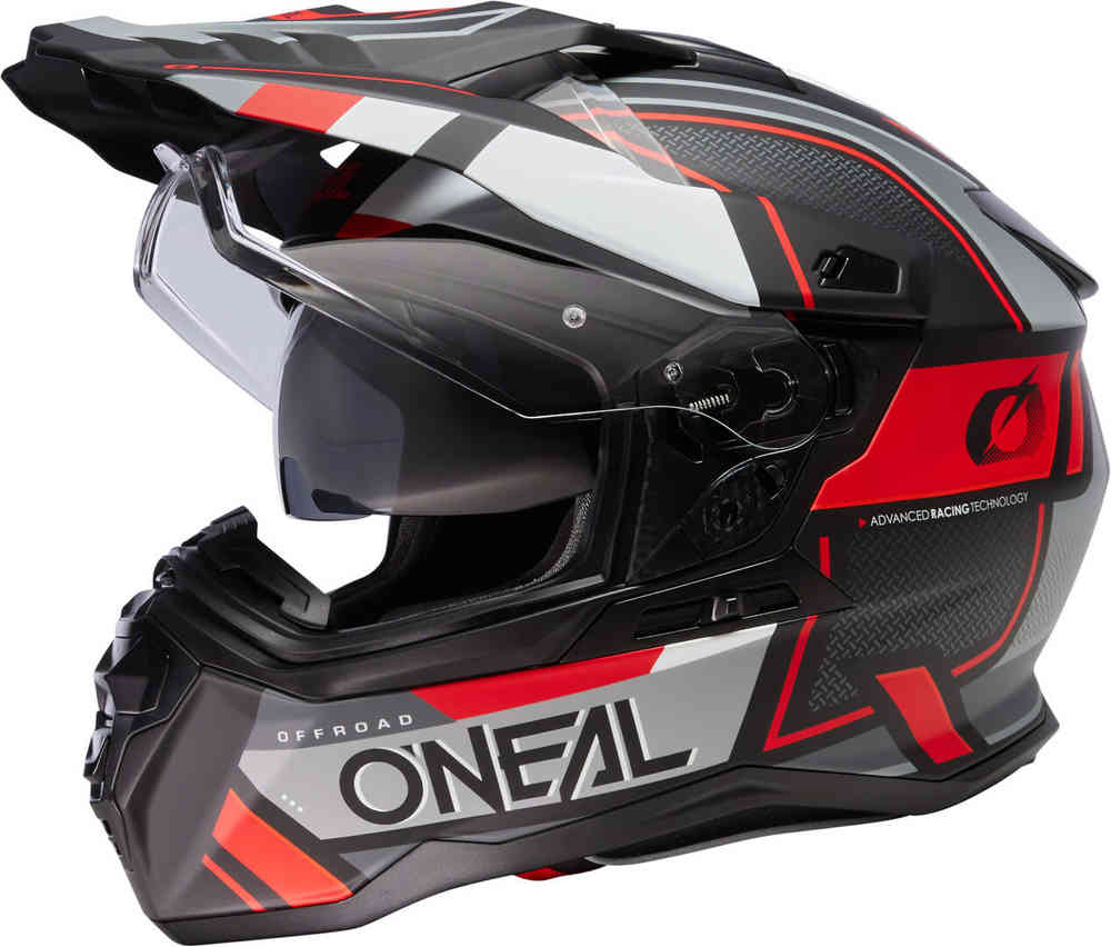 D-SRS Квадратный шлем для мотокросса Oneal, черный/серый/красный