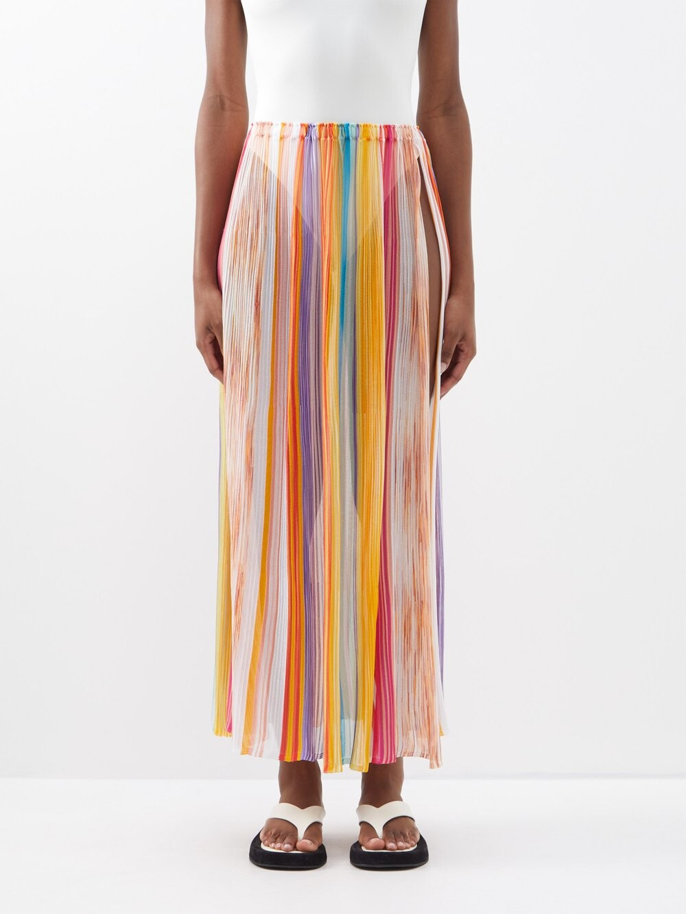 

Полосатая юбка макси с разрезом по бокам Missoni, мультиколор