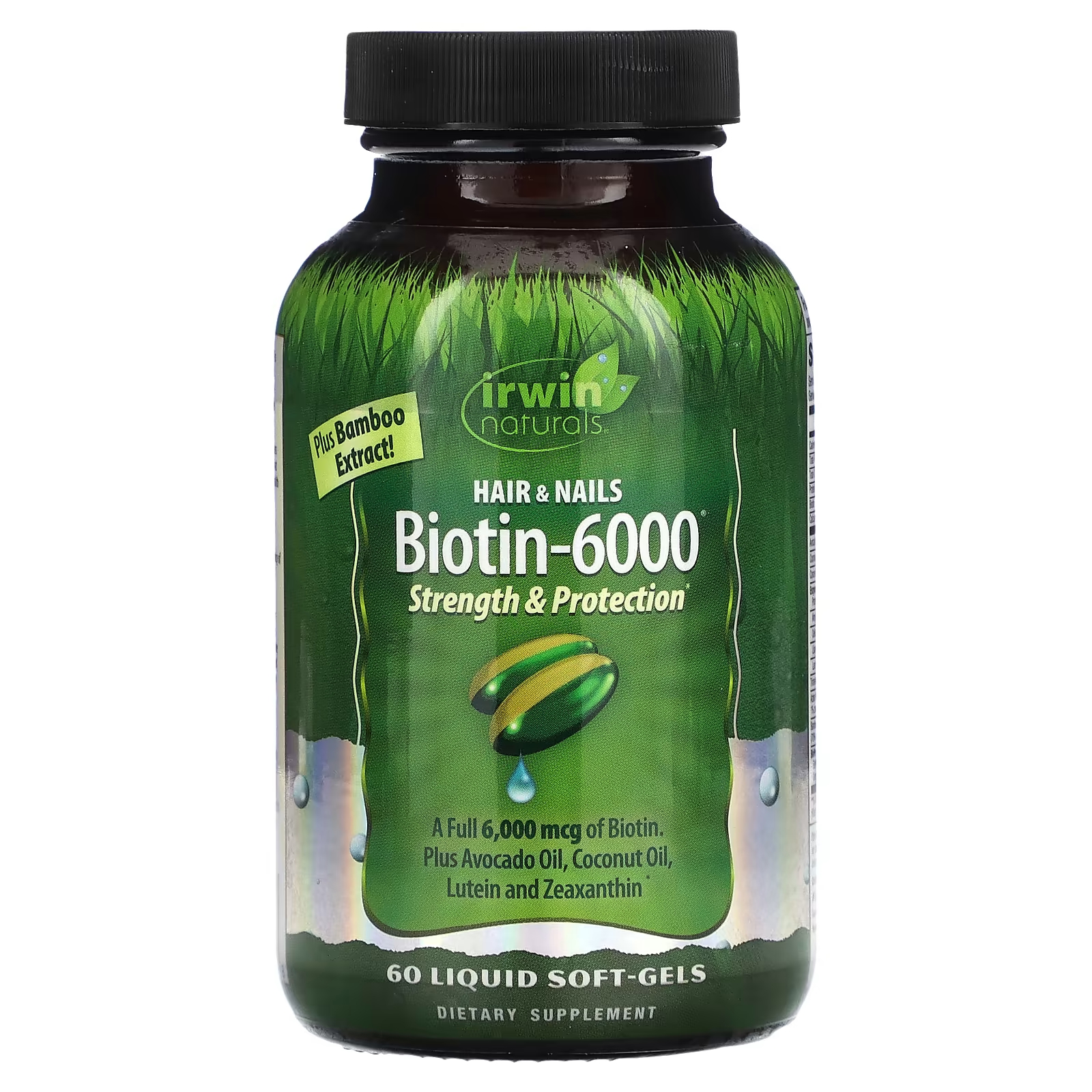 Биотин-6000 Irwin Naturals, 60 мягких капсул irwin naturals чистка печени расторопшей для чистки печени с расторопшей 60 мягких капсул