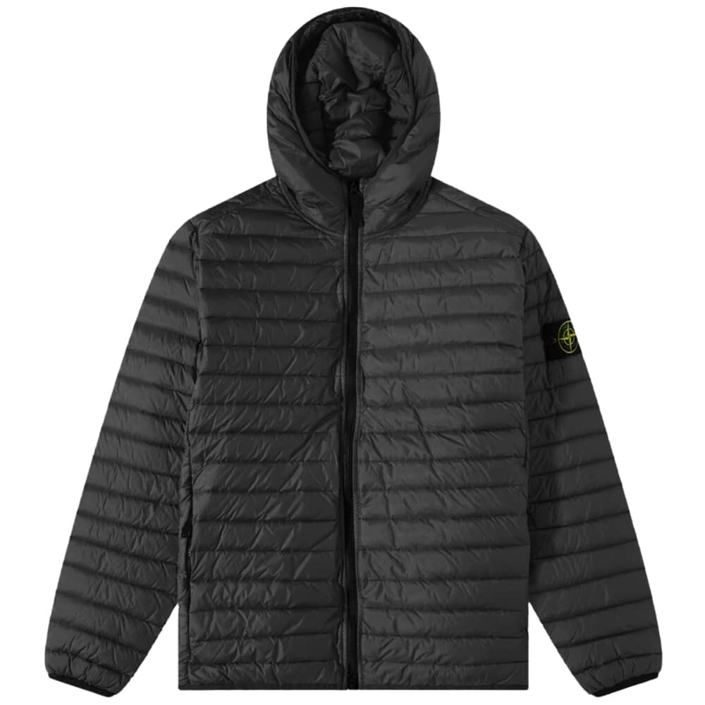 

Легкий пуховик Stone Island с капюшоном, черный