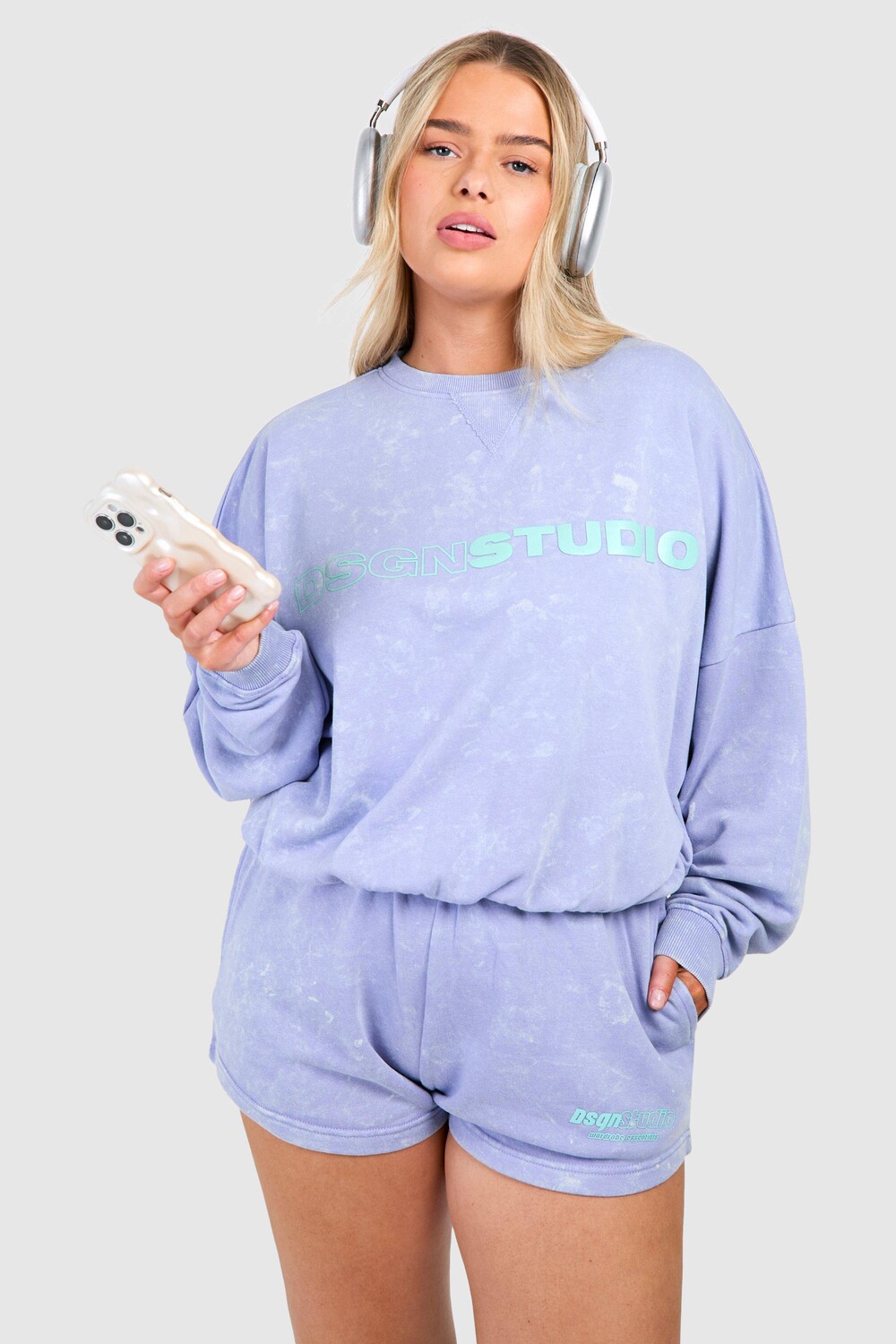 

Постиранные шорты для бега джоггеров Plus Dsgn Studio boohoo, синий