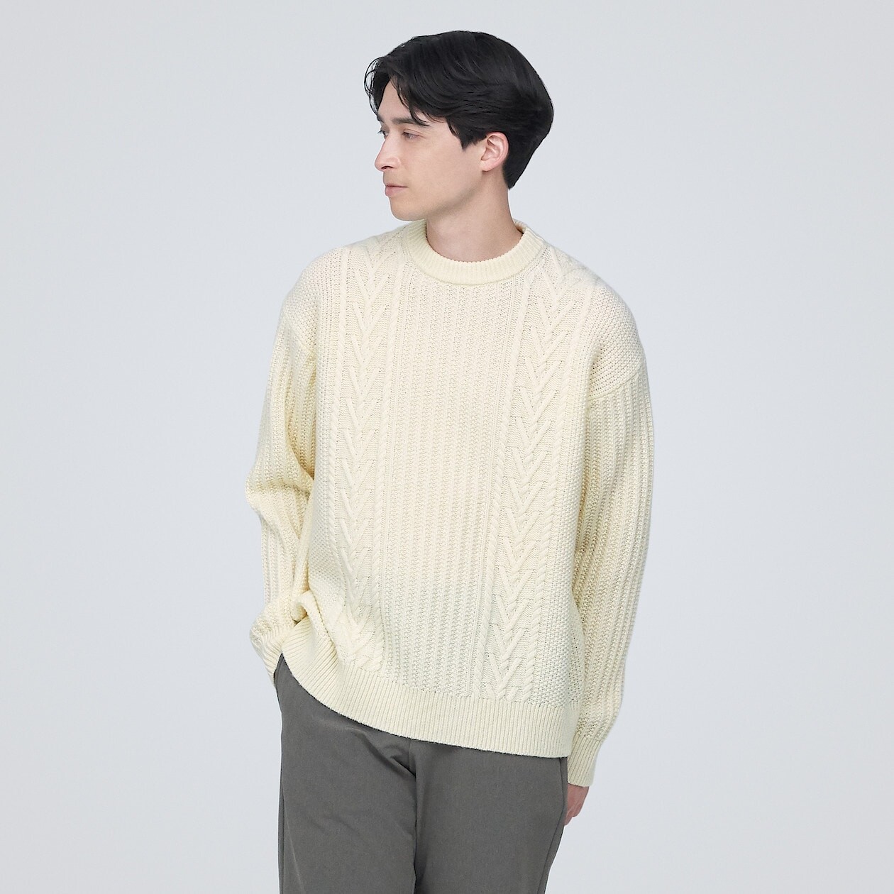 

Свитер с круглым вырезом и принтом кос из мериносовой шерсти MUJI, генерировать
