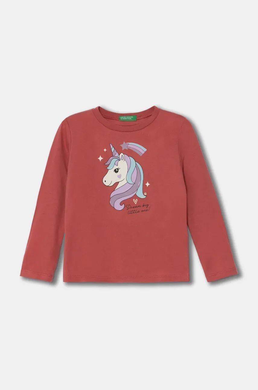 

Хлопковая рубашка с длинными рукавами United Colors of Benetton для мальчиков, розовый