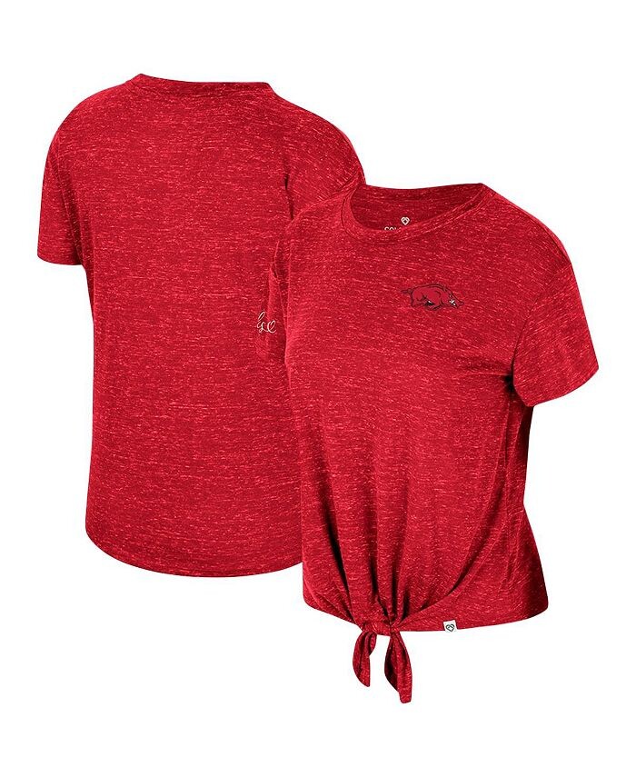 

Женская футболка Cardinal Distressed Arkansas Razorbacks Finalists с завязкой спереди Colosseum, красный