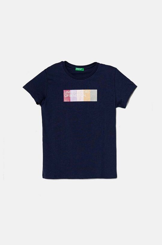 

Детская хлопковая футболка United Colors of Benetton, темно-синий