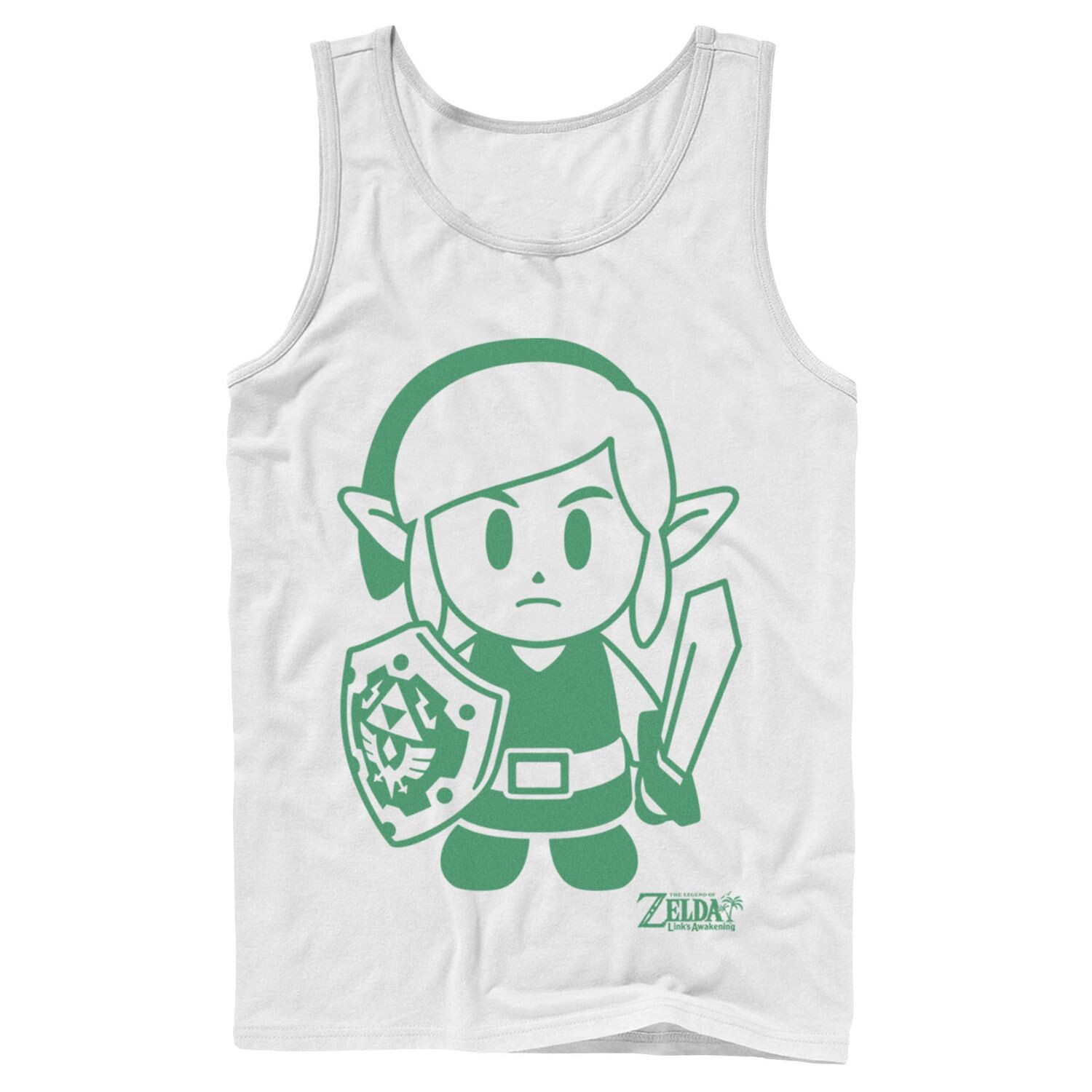 

Мужская майка с зеленым контуром и портретом Nintendo Legend Of Zelda Links Awakening Link Licensed Character, Серый