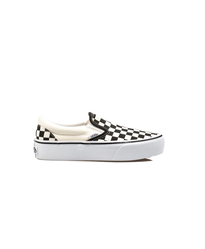 

Кроссовки без шнуровки на платформе в клетку Vans, черный