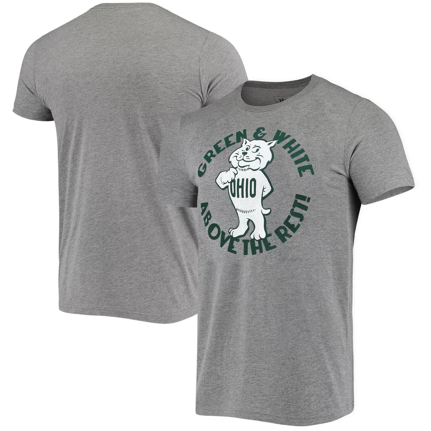 

Мужская футболка Homefield Heathered Grey Ohio Bobcats Vintage Over The Rest из трех смесей