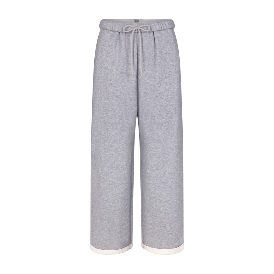

Классические прямые брюки SKIMS Cotton Fleece, цвет Heather Grey