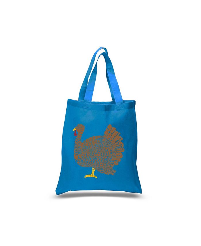 День Благодарения — маленькая большая сумка Word Art LA Pop Art, синий