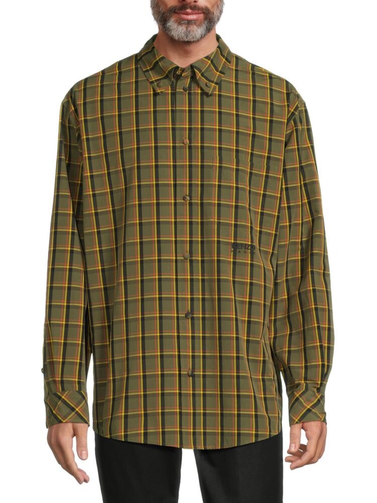 

Рубашка на пуговицах в клетку Kenzo, цвет Mustard Yellow Multi