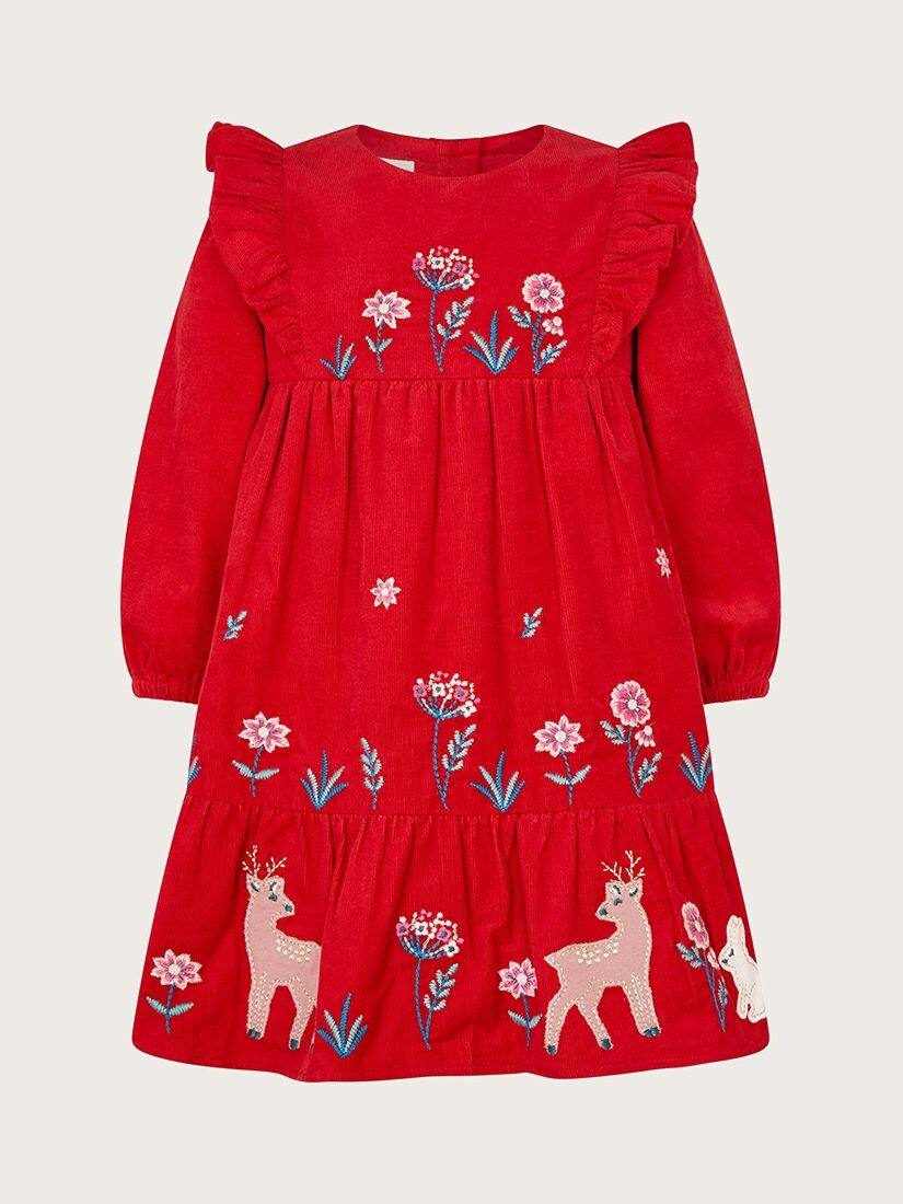 

Вельветовое платье с цветочной вышивкой Baby Woodland Monsoon, красный