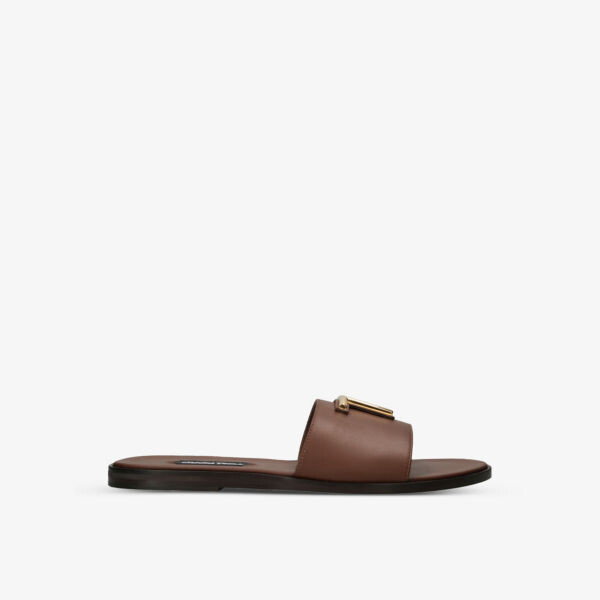

Кожаные шлепанцы Brighton с логотипом Tom Ford, цвет tan