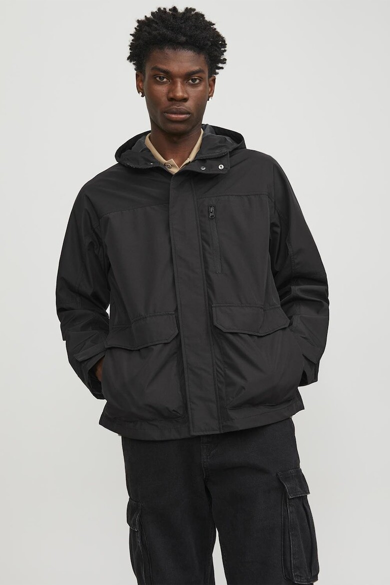 

Зимняя куртка с капюшоном и софтшеллом Jack & Jones, черный
