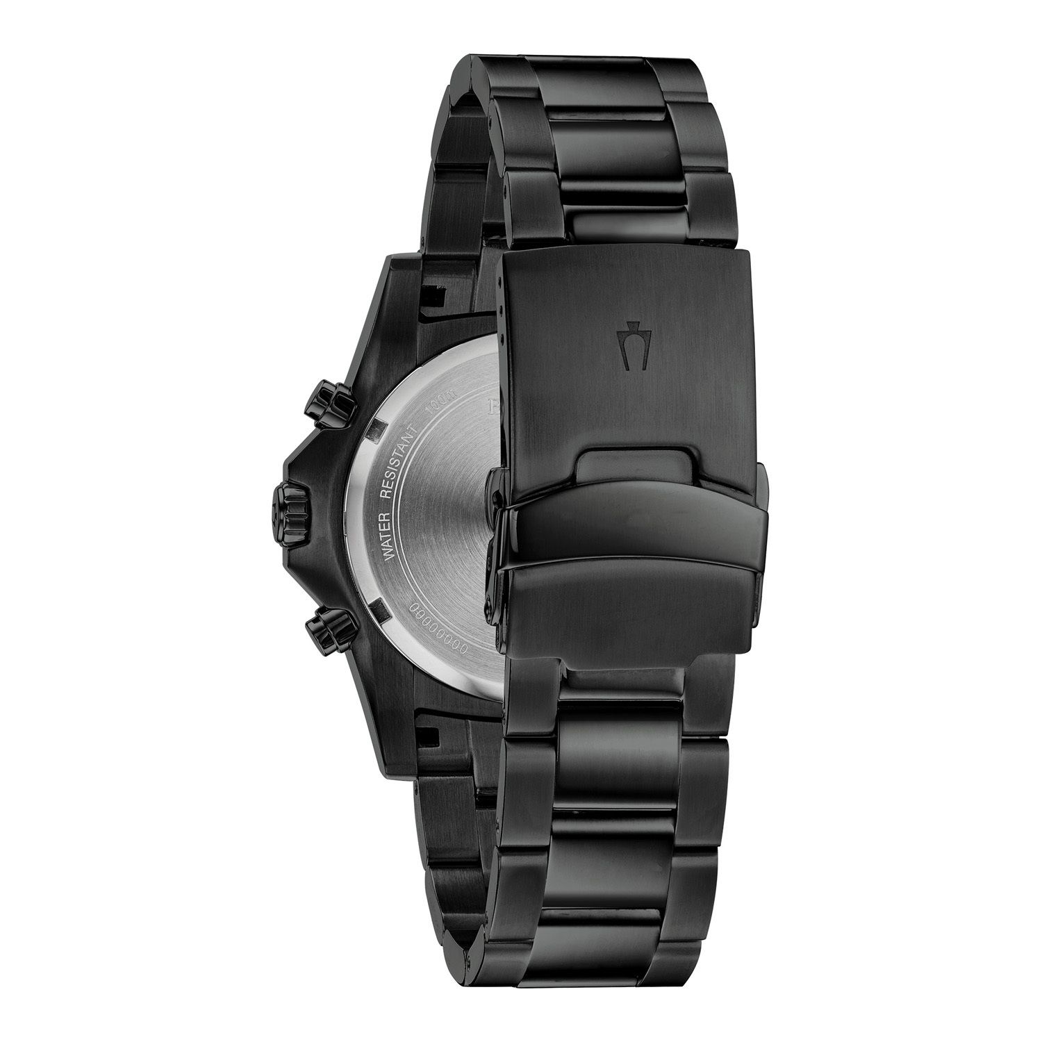 Мужские черные часы с хронографом из нержавеющей стали — 98B337 Bulova