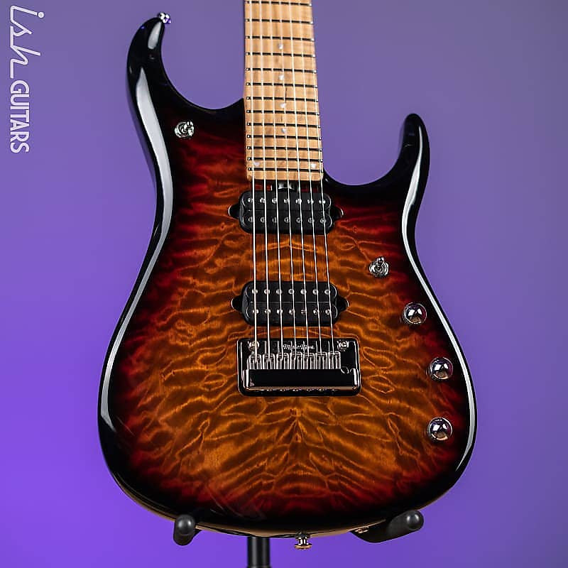 Электрогитара Ernie Ball Music Man JP15 7-String Electric Guitar Piezo Tiger Eye Quilt
