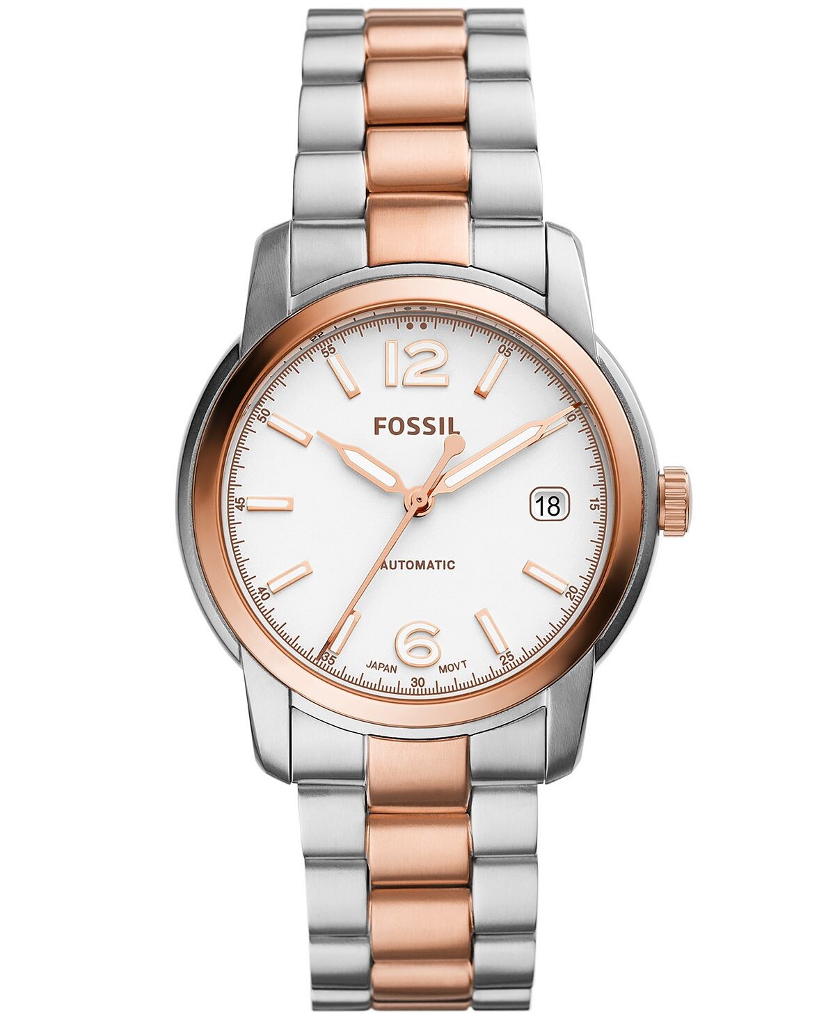 

Женские автоматические двухцветные часы Heritage из нержавеющей стали, 38 мм Fossil