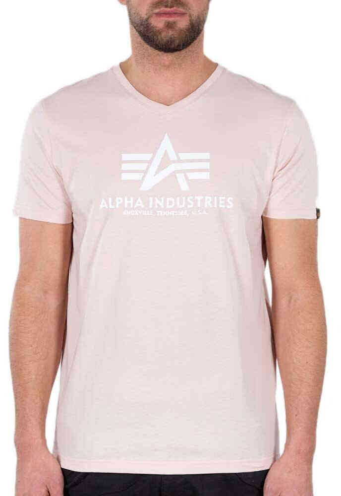 цена Базовая футболка с V-образным вырезом Alpha Industries, роза