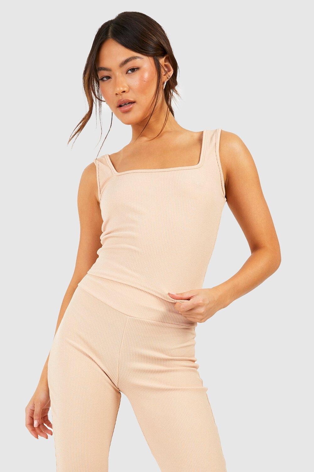 

Топ из мятого ребра Boohoo, серый