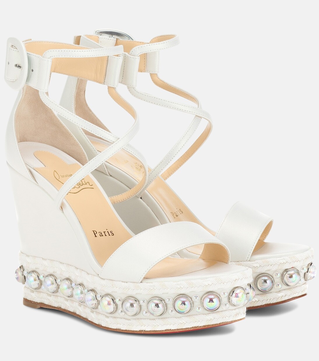 

Босоножки chocazeppa 120 на танкетке Christian Louboutin, белый