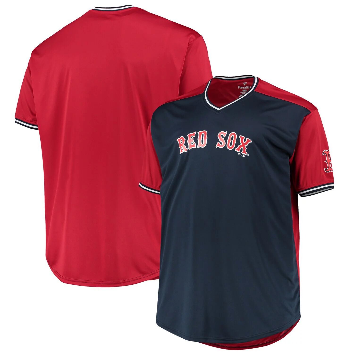 

Мужская однотонная футболка с v-образным вырезом Boston Red Sox темно-синего/красного цвета, Красный